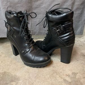 G by Guess Black Leather Ankle Booties